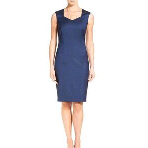Boss Hugo Boss Delura Stretch Wool Blue Sheath Career Dress Size 4